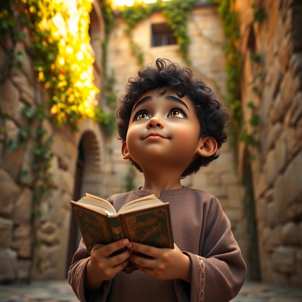 İbrahim , toddler boy with brown curly hair, medium skin color, wearing Islamic clothing, İbrahim helps another child who has fallen down., A sunny park., Bright daylight. and Kind and helpful., Pixar-like character design, octane render, highly detailed., Medium shot showing the act of kindness., 
